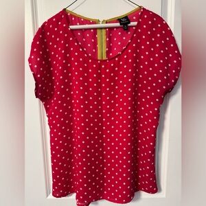 Bobeau Pink Polka Dot Blouse